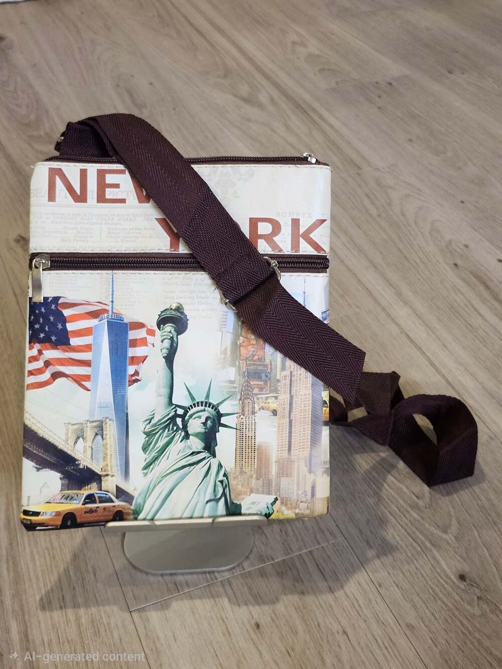 New York City Landmarks Print Crossbody Shoulder Bag